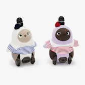 ハート刺繡入りボーダーTシャツ（ブルー×ホワイト）