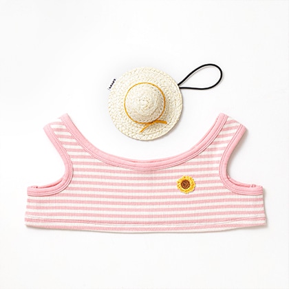 【販売終了品】LOVOT☆麦わら帽子☆ボーダータンクトップ☆ブルー☆トップス☆夏 麦わら帽子＆BDタンクトップ(ネイビー×ブルー) | LOVOT ウェブストア