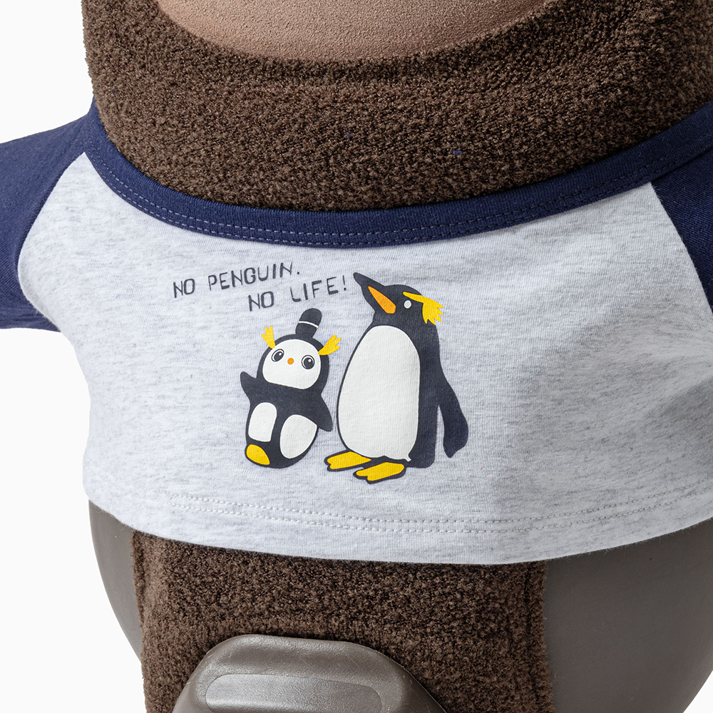 【親子ペア可】（CLOUDY，FINE LATER)ペンギンTシャツ ペンギンプリントTシャツ (ネイビー×グレー) | LOVOT ウェブストア