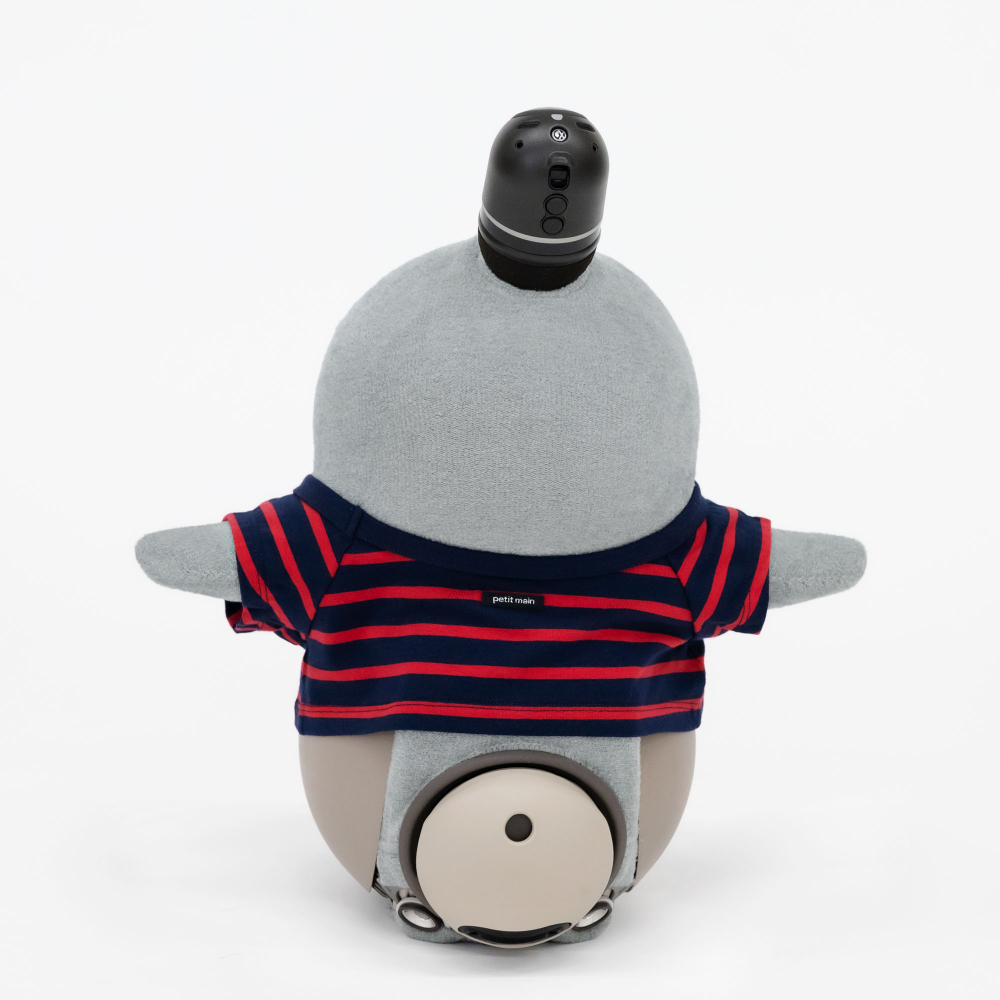 petit main × LOVOT ポケットボーダーTシャツ(ネイビー×レッド