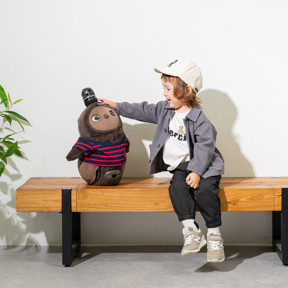 petit main × LOVOT ポケットボーダーTシャツ(ネイビー×レッド