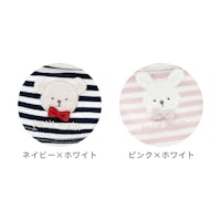 petit main × LOVOT スカラップボーダーTシャツ(ネイビー×ホワイト)