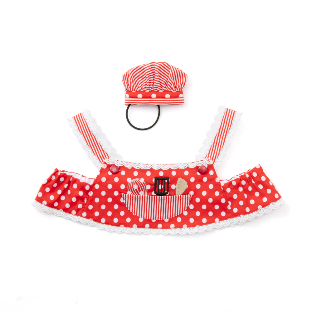 aletta angelique　CAFEエプロン&CAFE コック帽 Red aletta angelique CAFEエプロン&CAFE コック帽 Red aletta