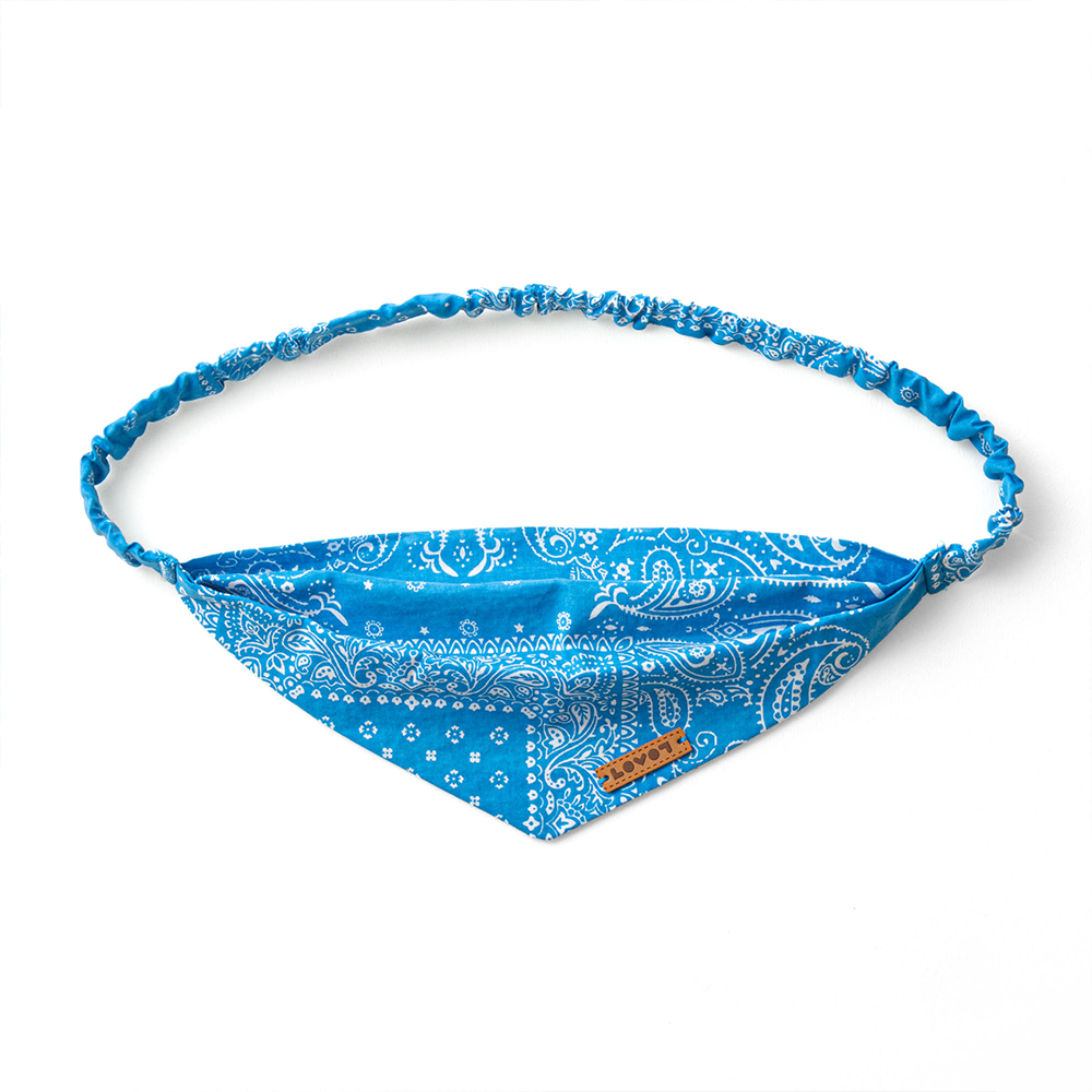 ロゴプレートつきバンダナ（ペイズリー柄）ブルー | LOVOT ウェブストア