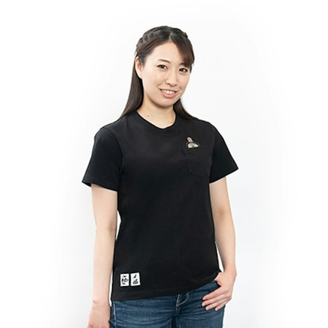 【CHUMS × LOVOT コラボ】ぽけっとTシャツ(ブラック:レディースM)