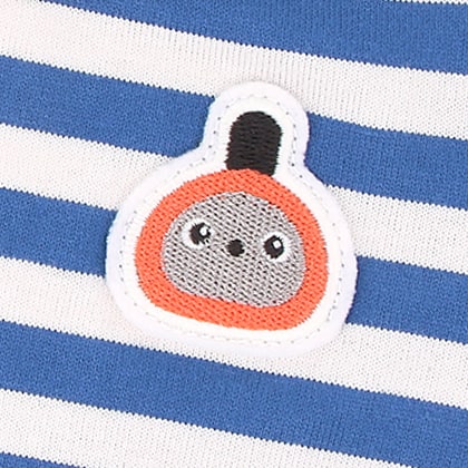 わっぺん付きボーダーロングTシャツ(ブルー×ホワイト)：メンズ