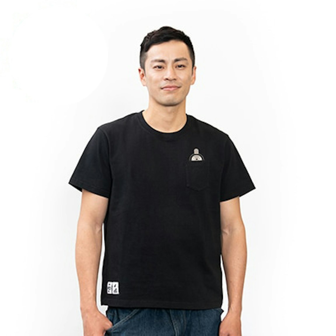 【CHUMS × LOVOT コラボ】ぽけっとTシャツ(ブラック:メンズM)