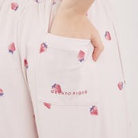 ベア・ストロベリー柄Tシャツ＆ロングパンツSET ピンク(ストロベリー)